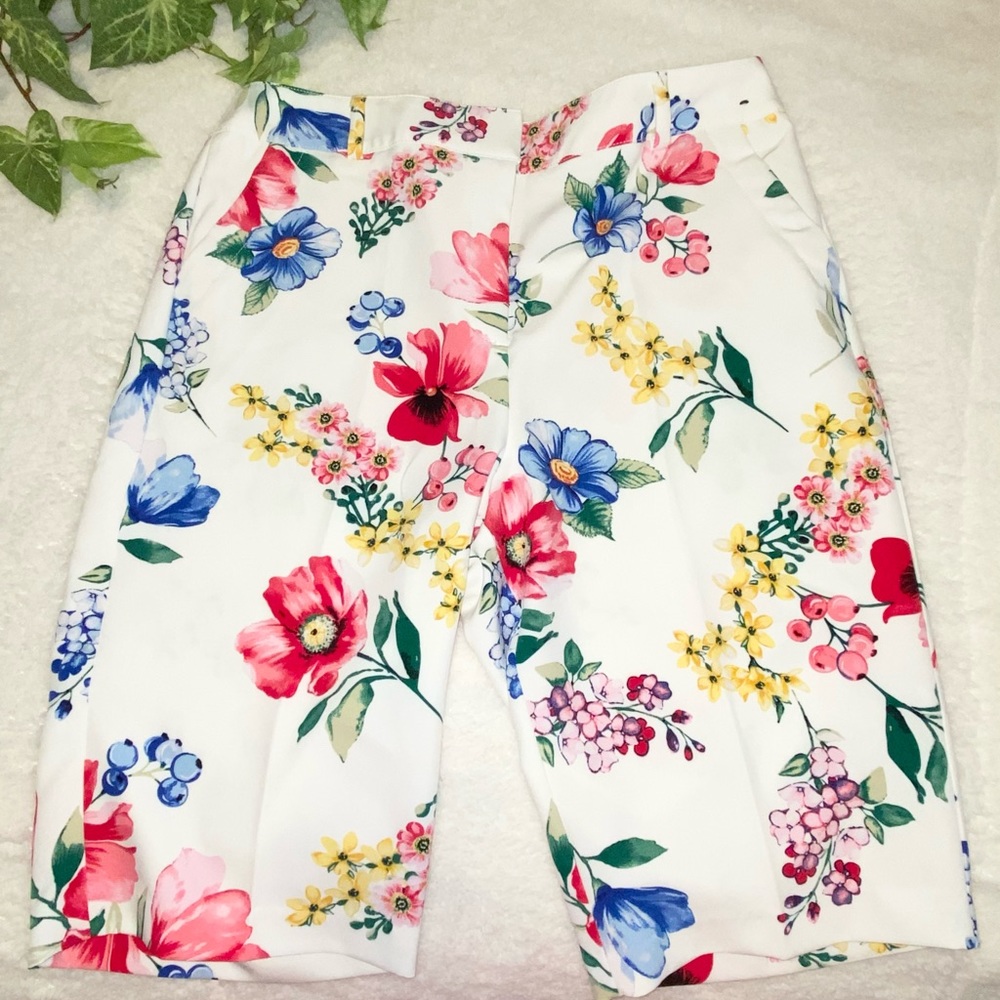 Floral White Bermuda Shorts